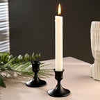 Vintage Black Taper Candle Holders Set of 4, Metal Candlestick Holders Elegant Handcrafted Décor for Weddings, Dining & Meditation,Table Centerpiece, Party, Christmas Decoration or Home Decor