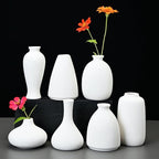Set of 9 Ceramic Bud Vases for Pampas Grass Flowers, Small Vases in Bulk for Centerpieces Boho Vases for Wedding Decorations Neutral Living Room and Bedroom Decor DIY Gift (White)