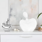 XMGZQ White and Silver Ceramic Couple Figurines Home Decor,Wedding Engagement Romantic Gift for Husband Wife,Large Male and Female Love Statue Valentine's Day Birthday,Abstract Hugging Couple