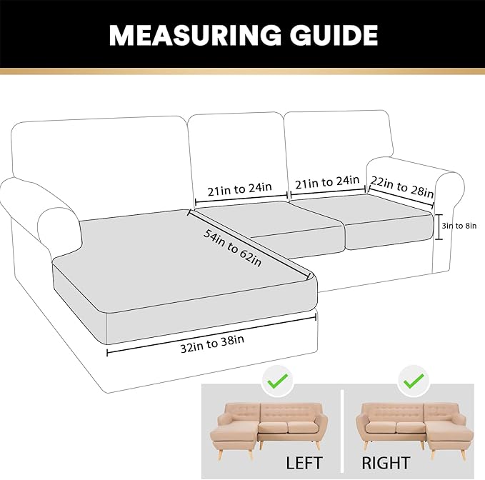 PrinceDeco Sectional Couch Covers 3 Pieces Velvet Sofa Covers L Shape Soft Couch Covers for Sectional Sofa Corner Sofa Cover Couch Cover for Dogs Washable (2 Seater + 1 Chaise,Ivory)