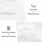 Exclusivo Mezcla Reversible King Size Quilt Bedding Set with Pillow Shams, Lightweight Quilts King Size, Soft Bedspreads Bed Coverlets for All Seasons - (White, 104"x96")