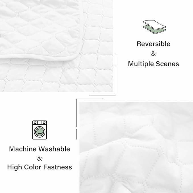 Exclusivo Mezcla Reversible King Size Quilt Bedding Set with Pillow Shams, Lightweight Quilts King Size, Soft Bedspreads Bed Coverlets for All Seasons - (White, 104"x96")