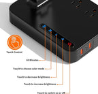 COZOO LED Desk Lamp with 3 USB Charging Ports,2 AC Outlet,3 Color Modes 3 Brightness Levels,Touch/Memory/Timer Function,Eye-Caring Home Office Foldable Natural Light Task Lamp for Reading,Study,Crafts