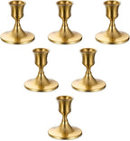 Romadedi Gold Candlestick Candle Holders for Taper, 6 PCS Gold Brass Color Candle Stick Candle Holder for Table Centerpiece, Wedding Reception, Festive Christmas Mantel Decoration or Home Decor