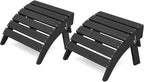 KINGYES Folding Adirondack Ottomans Set of 2 for Adirondack Chair, Black