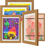 [4-Pack Kids Artwork Frames Changeable - Kids Art Frames Front Opening 8.5 x 11 Holds 150 Pics, Artwork Frames for Kids Art, Kids Art Frame Ideal for Portfolio, Pictures, Drawings (Wood)