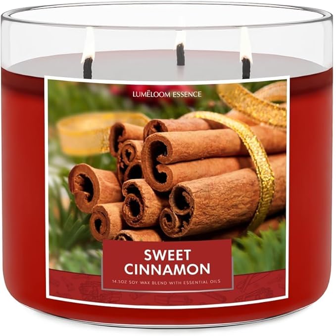 Cinnamon Luxury Scented Candles, 14.5oz Soy Wax Candles for Home Scented, Sweet Cinnamon, Apple, Clove Scent, Long Burning Time, Gifts for Women, Men, Sister, Teacher