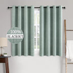 MIULEE Linen Texture Curtains for Bedroom Solid 100% Blackout Thermal Insulated Seafoam Green Curtains Grommet Room Darkening Drapes for Living Room Nursery 52x45 Inch (2 Panels)