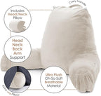 Nestl Reading Pillow Large Bed Pillow, Back Pillow for Sitting in Bed Shredded Memory Foam Chair Pillow, Reading & Bed Rest Pillows Linen Back Pillow for Bed, Bed Chair Arm Pillow with Pockets