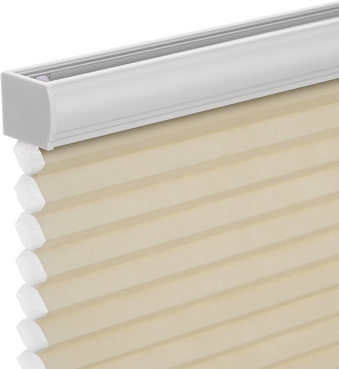 Changshade Cordless Cellular Shades, Light Filtering Honeycomb Shades for Windows, Pull Down Pleated Blinds, Easy to Install for Indoor Windows and French Doors,21" W x 48" H, Grey