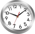 AKCISOT Wall Clock, Modern Small Wall Clocks Battery Operated 8 Inch, Silent Non-Ticking Analog Classic for Office, Home, Bathroom, Kitchen, Bedroom, School(Silver)