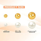 300Pcs Vase Filler Ivory and Golden Yellow No Hole Faux Pearl Beads for Vase Filling Decorations, Candle Centerpieces, Wedding Centerpieces, Home Party Decor (8/14/20mm)