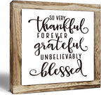 Thankful Grateful Blessed Sign, Inspirational Wood Sign, Wooden Plaques Signs Table Decor, Rustic Desk Decorate, Christian Home Decorate, Appreciation Gift, Mom Gift, Farmhouse Signs