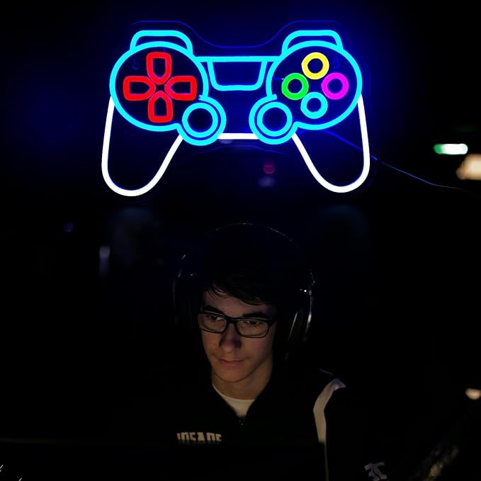 Game Neon Signs for Wall Decor Gaming Controller LED Neon Sign for Game Room Neon Light Sign for Wall Decor Birthday Party USB Powered Gamer Gifts for Teens Boys
