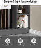 Wall Room Divider, Storage Cabinet Storage Display with Shelves, Modern Freestanding Wood Room Divider Screen, Wall Privacy Screens for Home Decorative (Grey,35.4" L x 9.5" W x 79.5" H)