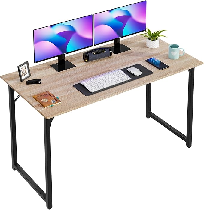PayLessHere | 47 Inch Computer Desk | Nature | Office Desk with Metal Frame, Adjustable Feet | Water-Resistant, Scratchproof Surface | Sturdy Writing Table for Home Office or Study | Pack of 1