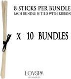 LOVSPA Reed Diffuser Sticks, Set of 80 Wood Rattan Replacement Reed Sticks for Diffuser Oil Bottles, 10 Bundles of 8 (8 inch)