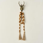 OMISHE 59in Wood Bead Garland with Tassels, Wooden Beads Garland, Decorative Beads Garland Decor, Farmhouse Beads Garland for Wall Hanging Home Festival Decor, Brown and Beige