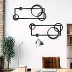 OYEFLY 2 Pcs Metal Abstract Wall Art,Modern Geometric Decor (Black, style 2)
