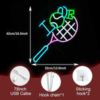 I Love Tennis Neon Sign Distinctive Tennis Led Neon Light for Wall Decor Dimmable USB Tennis Neon Signs Light Up Sign for Gymnasium Club Sports Store Bedroom Gifts(12.6 * 16.5In)