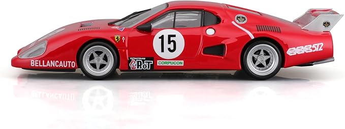 1:43 B18-36308 F-errari LaFerrari Racing 512 BB (II Serie) 1981, Red #15 Alloy Car Die Cast Car Model (512 BB 1981, #15)