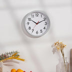 AKCISOT Wall Clock, Modern Small Wall Clocks Battery Operated 8 Inch, Silent Non-Ticking Analog Classic for Office, Home, Bathroom, Kitchen, Bedroom, School(Silver)