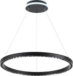 Black Modern LED Chandelier 1-Ring Circular Pendant Light 6000K 36W Dimmable Hanging Light Fixtures for Dining Room Kitchen Island Bedroom Living Room Foyer Stairway