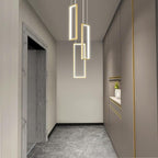 Modern Kitchen Pendant Light Fixture Gold 40W LED Pendant Light 3 Rings Rectangle Chandelier Pendant Lighting for Kitchen Island Living Room Dining Room Bedroom