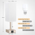 aooshine White Small Table Lamp for Bedroom - 3 Color Temperature 3000K 5000K 4000K Bedside Lamp, Pull Chain Control, USB A and C Ports, Light Gold Base, Bulb Included