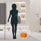 Asense Small Round Ottoman Foot Rest Stool Fabric Padded Seat Footstool Ottoman with Anti-Slip Wooden Legs (Orange,Fabric)