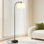 Floor Lamp for Living Room,Tall Standing Lamps Dimmable,Modern Floor Light with LED Bulb,3 Color Temperatures,Fabric Shades,Black Floor Lamps for Bedroom Dining Room Office Corner