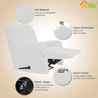 Easy-Going Recliner Stretch Sofa Slipcover Sofa Cover 4-Pieces Furniture Protector Couch Soft with Elastic Bottom Spandex Jacquard Fabric Small Checks(Recliner,Snow White,Large)