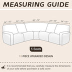 Arfntevss Sectional Recliner Couch Covers Velvet Corner Sectional Sofa Cover for Reclining Couch Stretch Soft L Shape Recliner Slipcover Thick U Shaped Washable Protector (5 Seat Cover, Dark Blue)