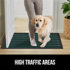GORILLA GRIP 100% Waterproof All-Season WeatherMax Doormat US Designed Natural Rubber, Stain and Fade Resistant, Low Profile Indoor Outdoor Door Mats, Easy Clean Patio Mat, 17x29, Green Stripe