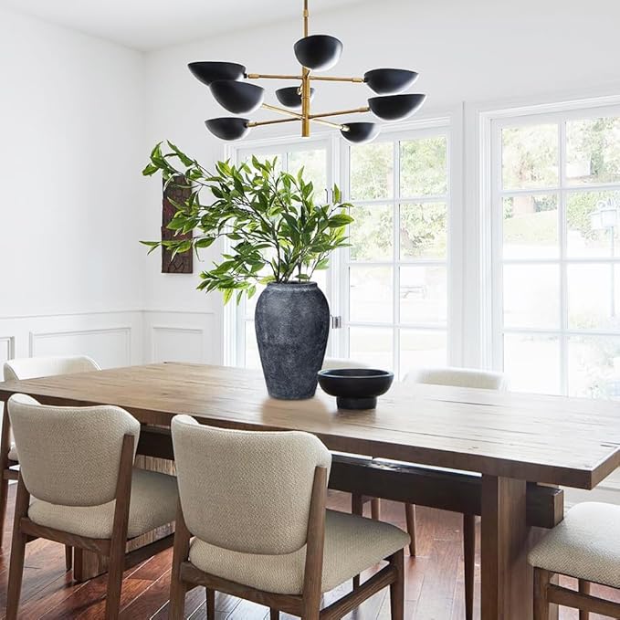 Handmade Flower Vase, 9.6" Tall Terracotta Vase, Vintage Ceramic vase, Rustic Antique Vase Décor, Wide Mouth, Matte Finish for Home Office Resto Café Décor