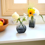 Bud Vases Set of 12, Black Clear Glass Bud Vases, Small Vases for Centerpiece Modern Flower Vases in Bulk, Mini Glass Vase for Wedding Centerpieces, Party Table Decor, Home Déco