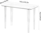 Acrylic Desk, Modern Study Table for HomeOffice-Extended Surface Multi-Purpose Console & EntrywayTable, Sturdy Lightweight Design (42.5-inch, Transparent)