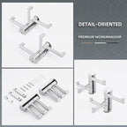 Angle Simple Swivel Towel Hooks for Bathroom, SUS 304 Stainless Steel Foldable 3 Arms Hand Towel Holder, Coat Wall Hooks, Polished Chrome, 2 Pack