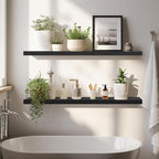 LaVie Home Floating Shelves, 36 Inch Wall Shelf Set of 2, Hanging Shelf with Invisible Brackets, Wall Decor for Bathroom, Bedroom, Living Room, Kitchen Storage, Classic Black