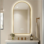 36 x 24 Arched LED Bathroom Mirror, Brushed Gold Framed, Backlit Vanity Mirror with Lights, Wall Mounted Lighted Mirror, Dimmable 3-Color Shatter-Proof Arch Smart Mirror, UL-Listed, CRI≥93