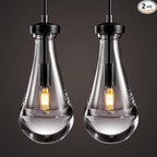 Raindrop Pendant Lights, Bronze Modern Pendant Lights for Kitchen Island with Rod, Penadant Light Fixtures, Chandelier for Living Room Hallway,Bedroom Pendant Light, Bulb Included