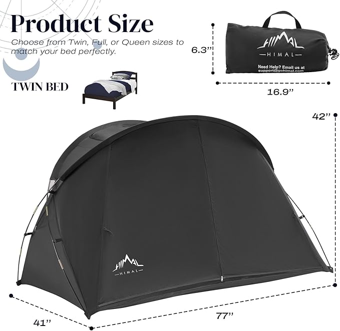 Bed Tent Canopy Twin, Blackout Portable Sleep Tent Easy Setup, Breathable Mesh, Privacy Curtains for Adults, Ideal for Indoor