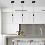 Modern Kitchen Island Pendant Light Dimmable LED Black Finish Mini Crystal Pendant Lighting Bedroom Bedside Table Small Pendant Lights（3-Pack）