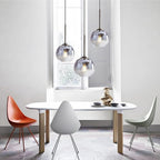 KCO Lighting Modern Black Globe Pendant Light Mercury Glass Ceiling Pendant Light Mid Century Silver Kitchen Pendant Lighting Over Island Dining Room Light Fixtures Over Table