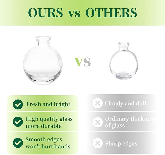 Glass Bud Vases Set of 12, Hewory Cute Clear Small Vases Handmade, Mini Glass Flower Vase for Floral Arrangement, Tiny Centerpiece for Wedding Party Events Home Office Table Decor (Not Include Flower)