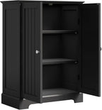 ChooChoo Bathroom Floor Cabinet, Modern Bathroom Storage Cabinet with 2 Doors and Adjustable Shelves, Freestanding Cupboard for Living Room, Black