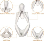 Sandstone Resin Thinker Style Abstract Sculpture Statue Collectible Figurines Home Office Bookshelf Desktop Decor (Small White, Focus)