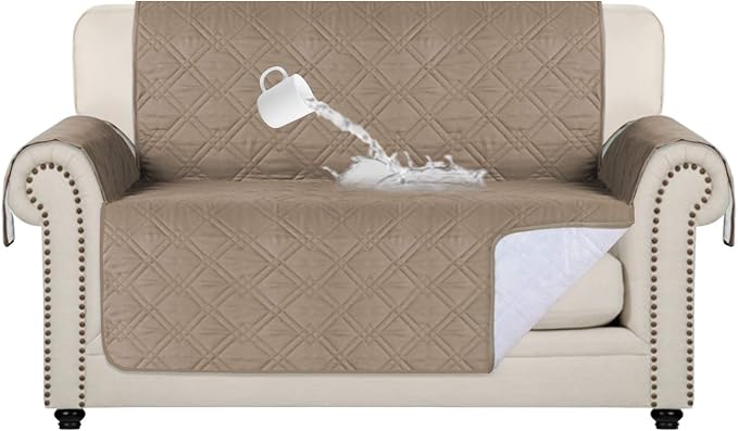 Flamingo P 100% Waterproof Furniture Covers for Sofa Slip Resistant Sofa Slipcover Protector Non-Slip Furniture Protector (Seat Width Up to 54" Taupe)