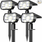 NYMPHY Solar Lights Outdoor Waterproof IP68, 56 LED 3 Lighting Modes Solar Powered Garden Yard Spot Solar Lights for Outside Landscape- 4 Pack (Cool White)