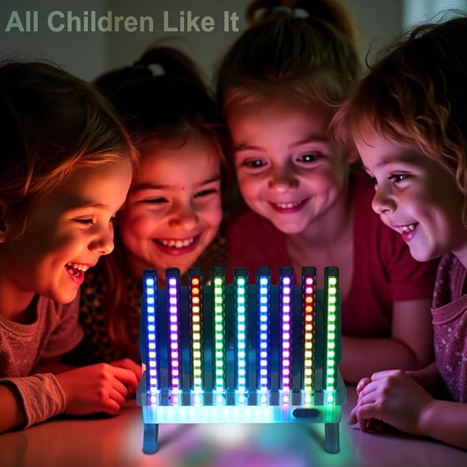 Corded Music Sync LED Light, Sound & App Reactive Mood & Ambient Lighting - Cool & Creative Multicolor Decorative Art Desk Table Lamp 9 Tubes (Orange)